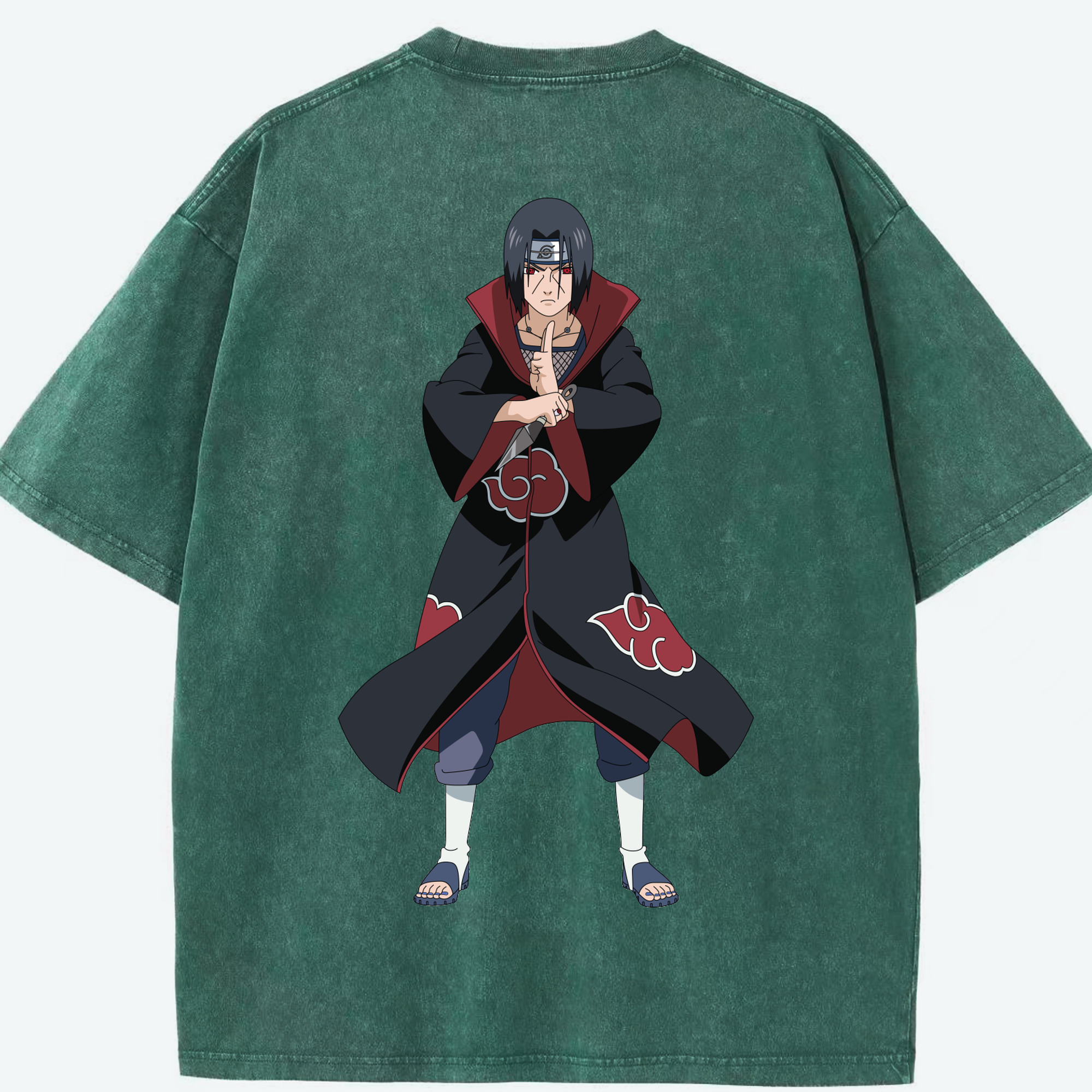 （画像用） NARUTO -ナルト- うちは イタチ Uchiha Itachi 綿100% ヴィンテージ風 半袖Tシャツ（背面プリント）